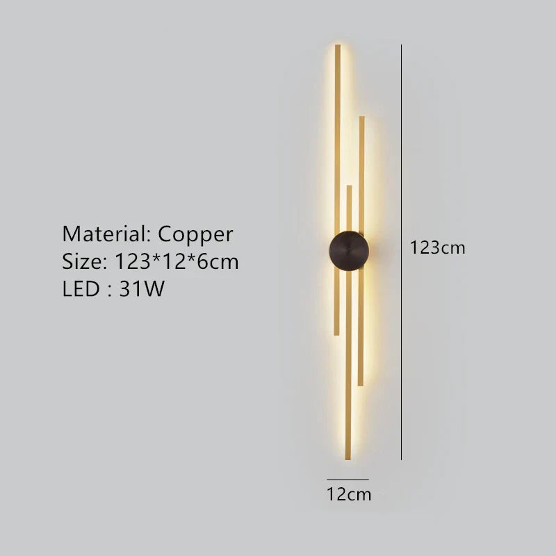 Applique murale LED minimaliste en laiton pour restaurant chic