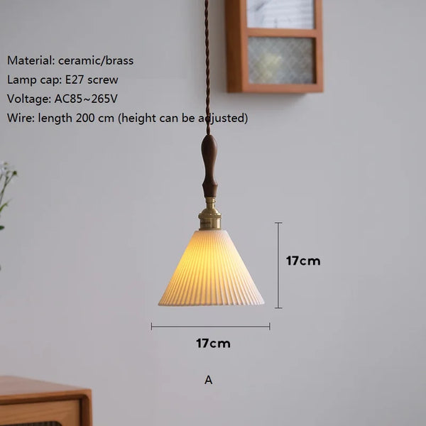 Lustre Nordique Vintage en Céramique et Laiton - Luminaire Suspendu