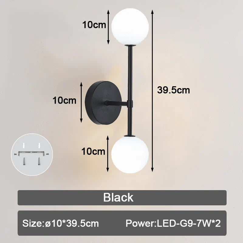 Applique murale LED en verre givré pour intérieur