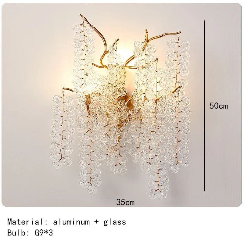 Applique murale LED en cristal et aluminium doré - Nouveauté Art Déco