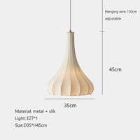 Luminaire suspendu Nordique Wabi Sabi LED en soie pour salon minimaliste - Lustre Bar chambre Loft
