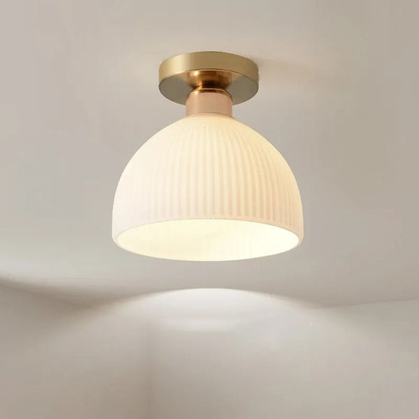 Plafonnier LED Crème en Céramique et Verre