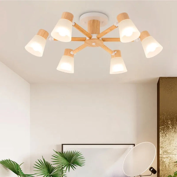 Lustre Nordique en Verre et Bois - Collection Scandinave