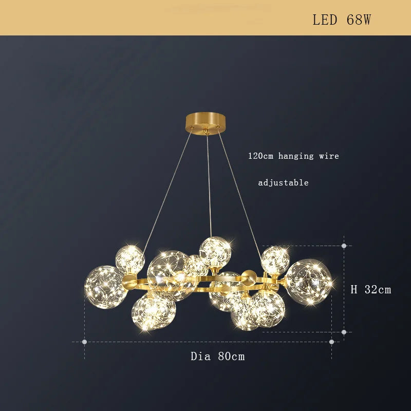 Lustre Cuivre Moderne et Minimaliste avec Étoile LED