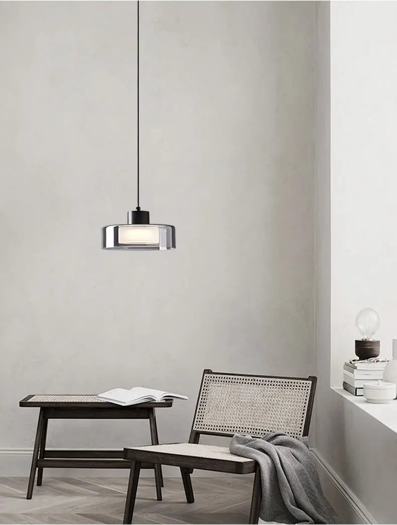 Suspension nordique design moderne en verre et cuivre