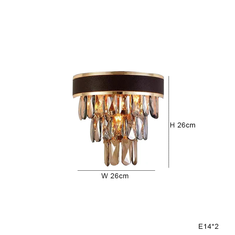 Lustre de Luxe Vintage Design 2024 - LED Cuir Cristal Élégant