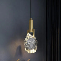 Suspension design nordique "Ice Crystal" en cristal et cuivre pour bar ou table