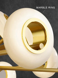 Lustre de Luxe en Marbre avec Anneaux Multiples pour Décoration.