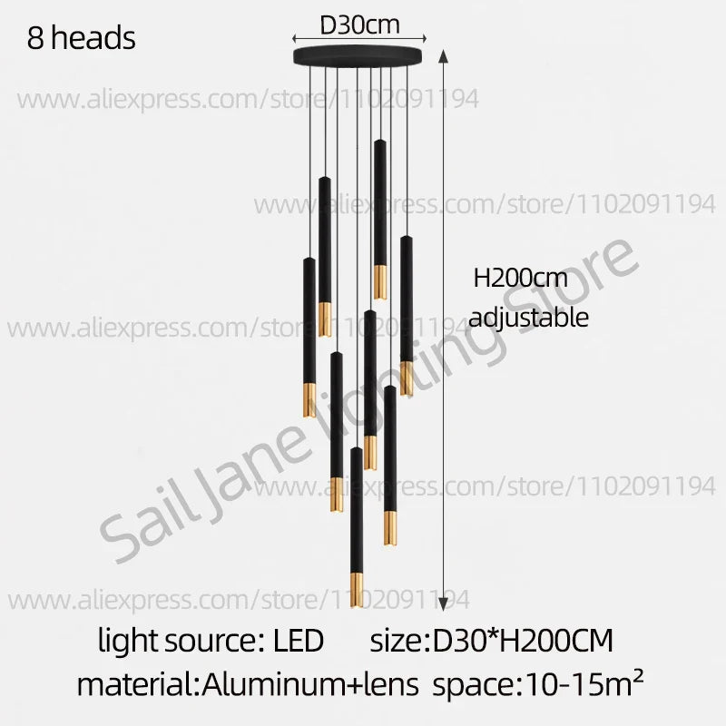 Lustre LED Tubulaire Premium pour Éclairage Intérieur de Restaurant