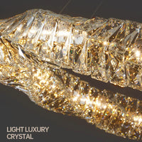 Lustre Or Dimmable avec anneau de lumière LED en cristal pour maison moderne de luxe