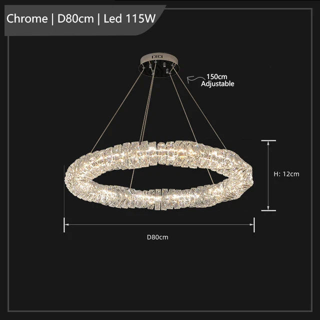Lustre Led cristal K9 de luxeuspendu