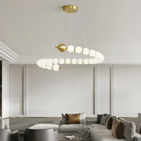 Luminaire de suspension LED en laiton avec fil réglable et abat-jour rond