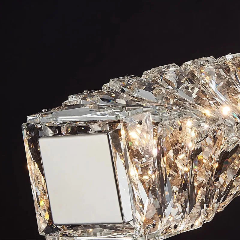 Lustre Or Dimmable avec anneau de lumière LED en cristal pour maison moderne de luxe