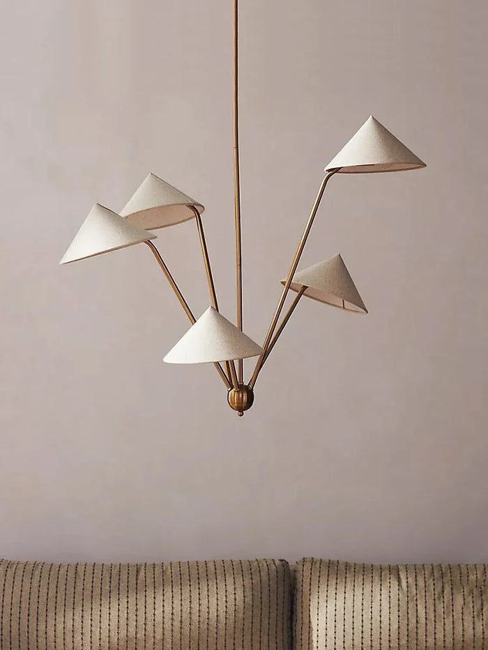 Lustre japonais en tissu pour plafond suspendu - Éclairage LED pour salon, cuisine, chambre