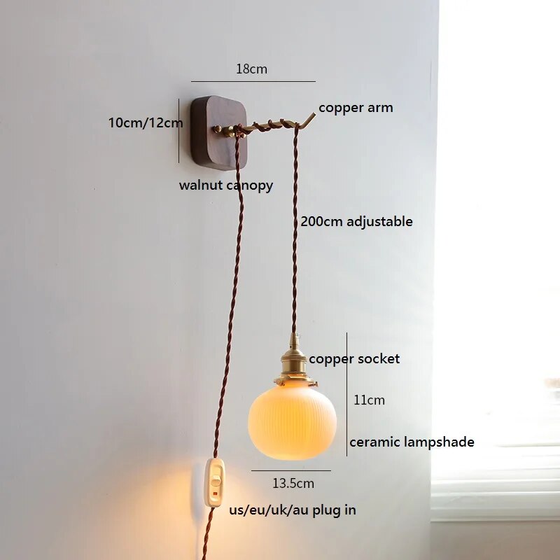 Applique Murale LED Noyer Cuivre - Élégance Moderne