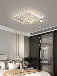 Lustre Étoilé Nordique Moderne Acrylique Or/Noir à LEDs pour Chambre et Salon
