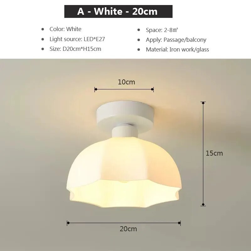 Plafonnier LED Crème en Céramique et Verre