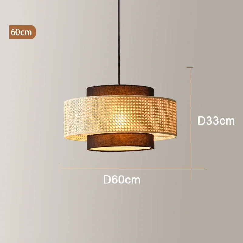 Suspension Design Bambou Rotin avec LED.