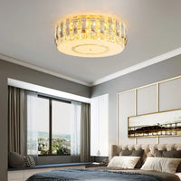 Lustre LED dimmable en verre cristal rond argent - Style moderne
