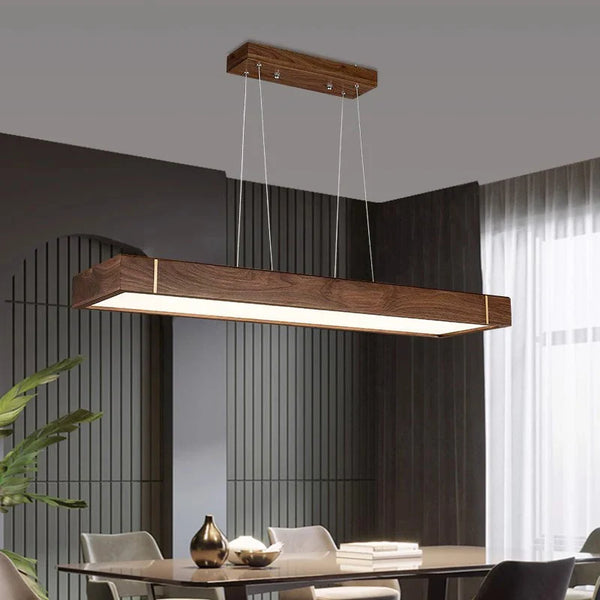 Lustre LED Suspendu en Bois au Design Moderne