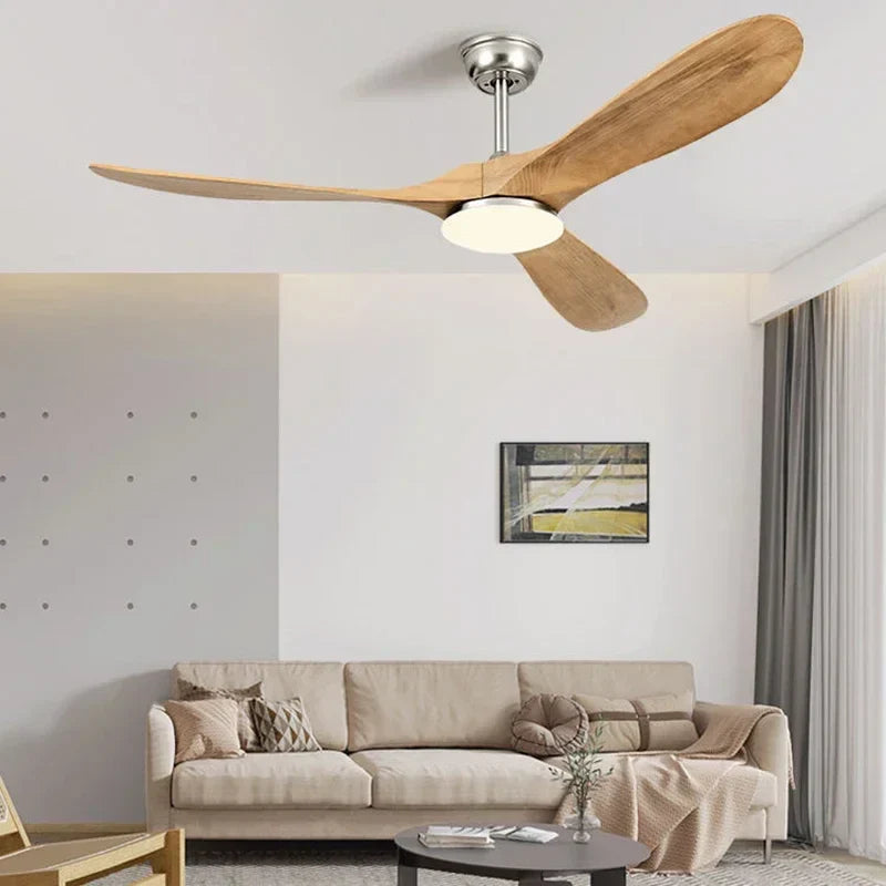 Ventilateur de plafond industriel vintage en bois - Édition sans lumière