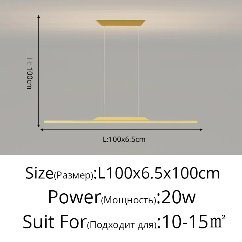 Lustre Long LED Minimaliste Éclat Moderne avec Hauteur Réglable