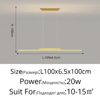 Lustre Long LED Minimaliste Éclat Moderne avec Hauteur Réglable