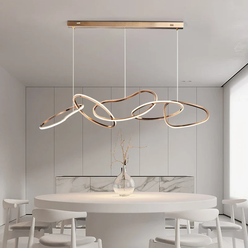 Nouveau Lustre Nordique Luxe Créatif en Acier Inoxydable Galvanisé pour Restaurant Moderne