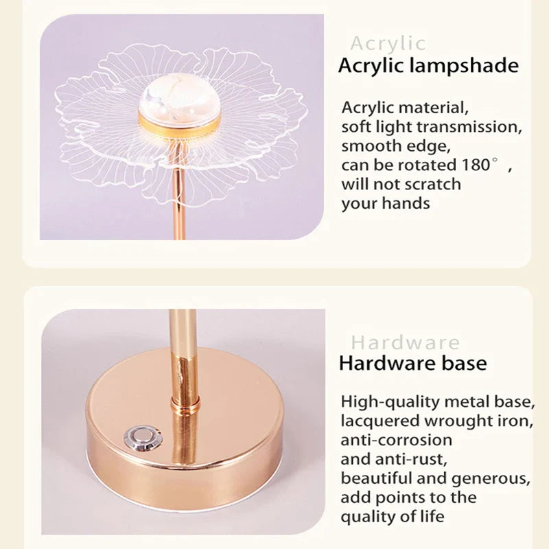 Lampe de table rétro or acrylique papillon LED - Éclairage élégant pour hôtel, villa et salon