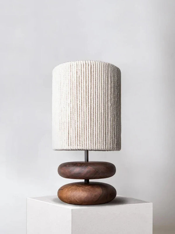 Lampe de table japonaise en bois massif - Édition Rétro