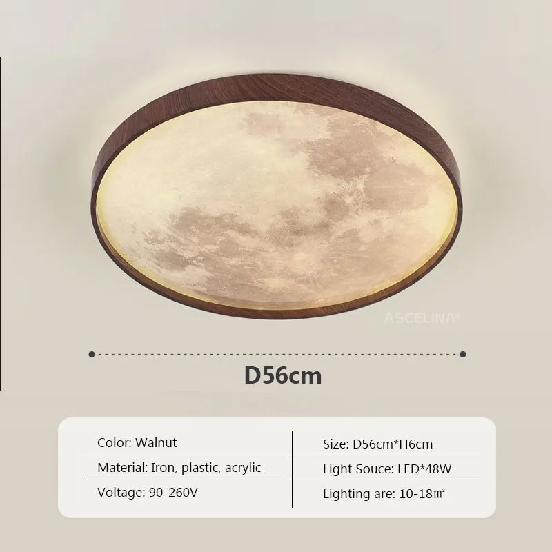 Plafonnier LED nordique Lunaire en bois