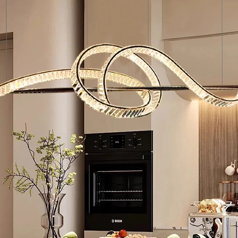 Lustre Moderne Design Cristal pour Salle à Manger - Éclairage Intérieur Luxe