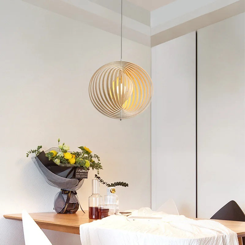 Lustre Nordique en Bois pour Bar & Cuisine Créative - Éclairage Intérieur