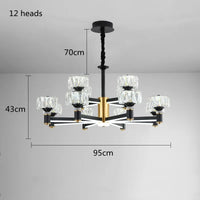 Lustre Nordique Luxe en Cristal Or et Noir
