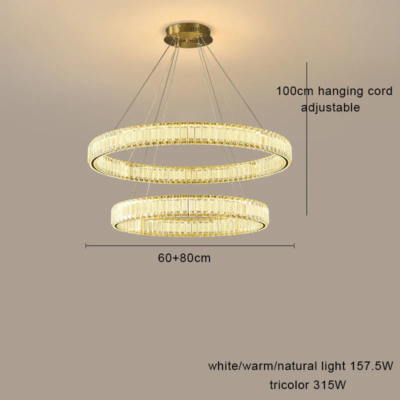 Lustre LED en cristal fantaisie : Lumière suspendue modern.