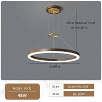 Lustre Moderne en Bois Massif avec Lumières LED de 2024