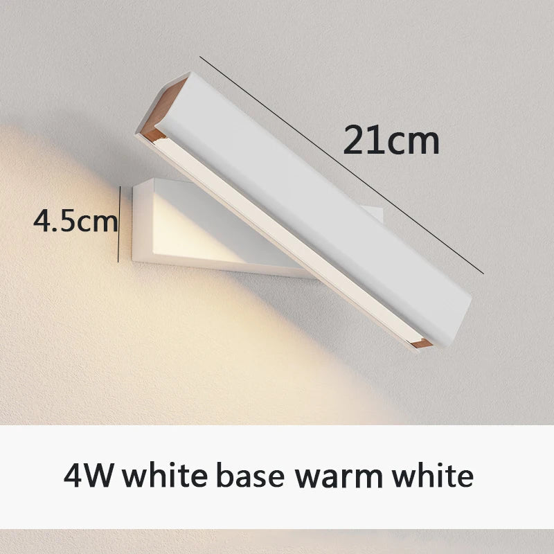 Applique murale rotative nordique en bois massif LED ajustable