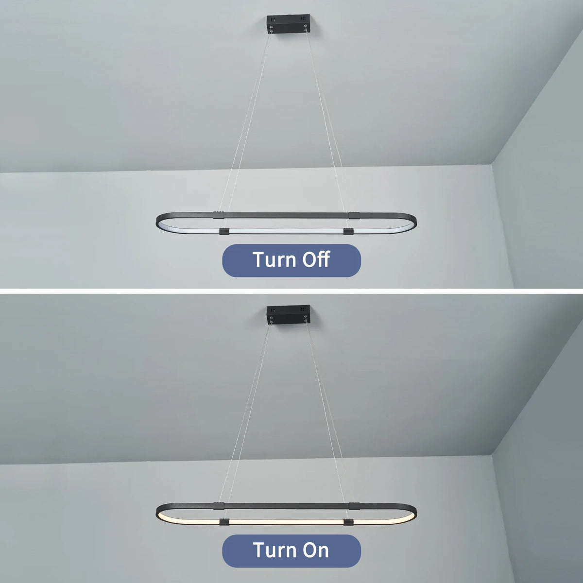 Suspensions LED élégantes pour salle à manger.