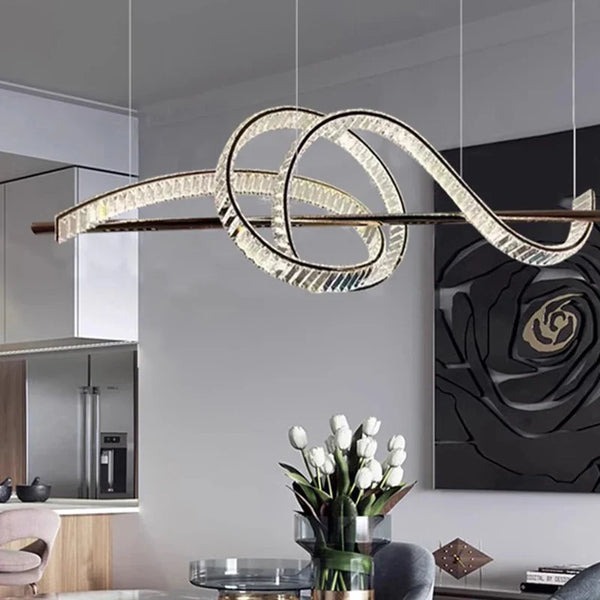 Lustre Moderne Design Cristal pour Salle à Manger - Éclairage Intérieur Luxe