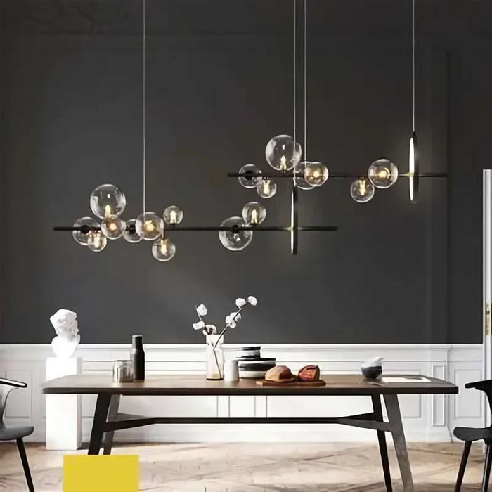 Lustre Moderne à LED avec Boules de Verre Suspendues