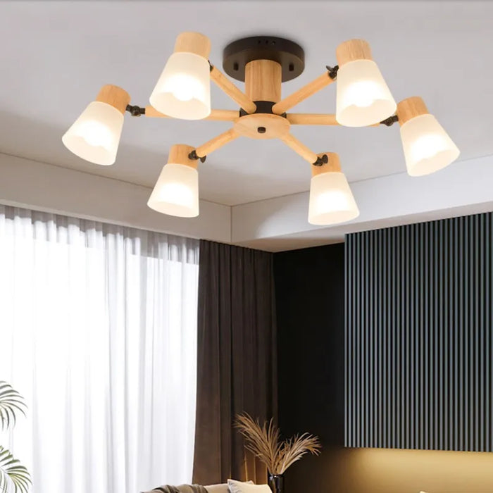Lustre Nordique en Verre et Bois - Collection Scandinave