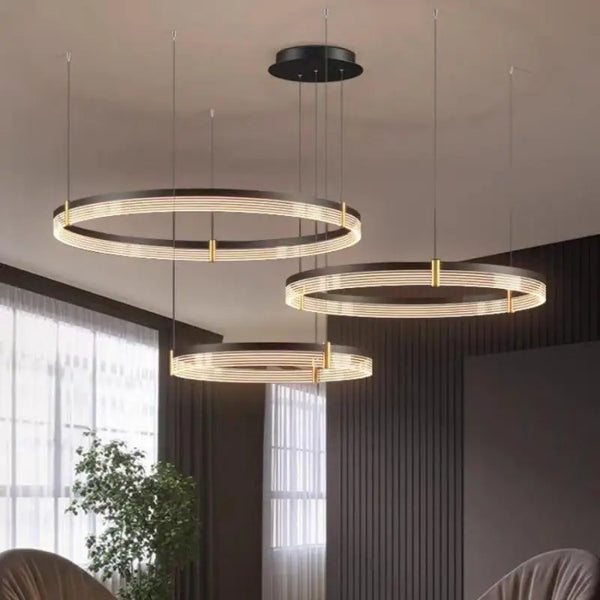 Lustre LED anneau en acrylique au design contemporain avec anneau intérieur