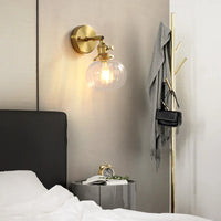 Applique murale nordique en cuivre avec abat-jour en verre LED de style créatif
