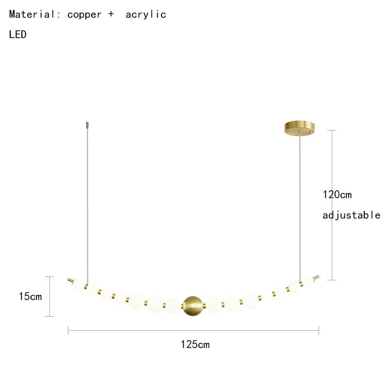 Luminaire de suspension LED en laiton avec fil réglable et abat-jour rond