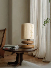 Lampe de table japonaise en bois massif - Édition Rétro