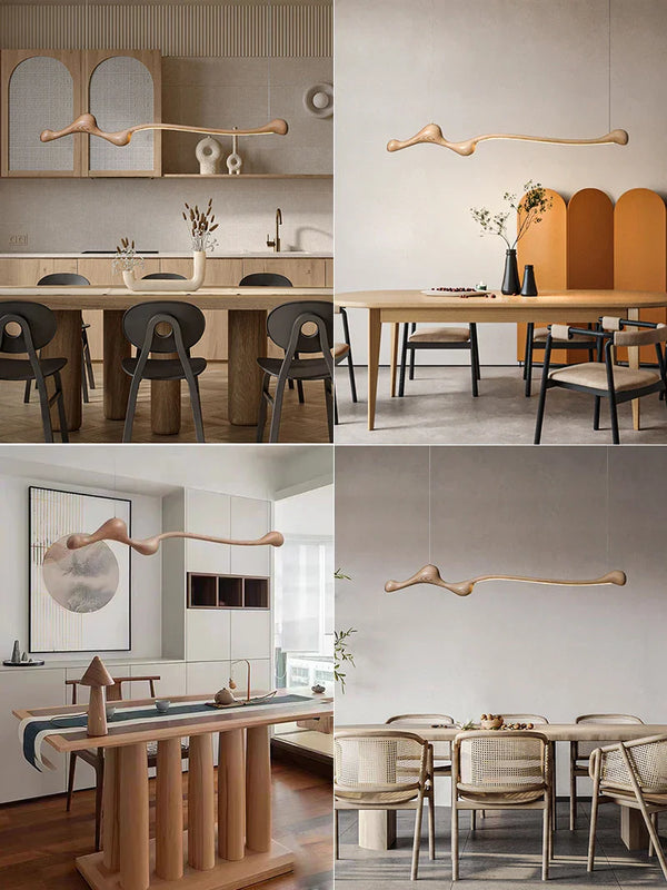 Suspension LED en bois de frêne au design contemporain