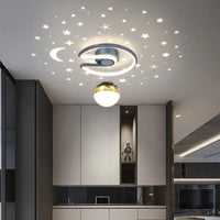 Plafonnier LED 28W Noir Gris pour Couloir avec Boule de Verre Nuances - Effet Etoile