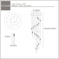 Lustre en Or Moderne LED pour Escalier en Cristal Spirale
