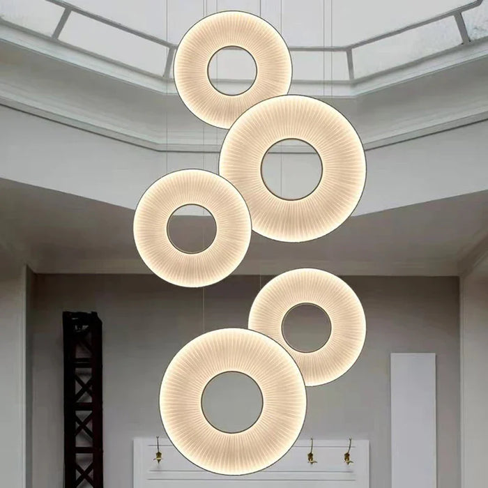 Lustre moderne Iris LED en tissu pour décoration d'hôtel