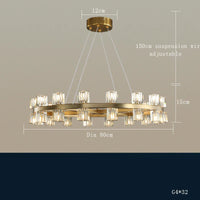 Lustre LED en cuivre et cristal - Luxe et Modernité